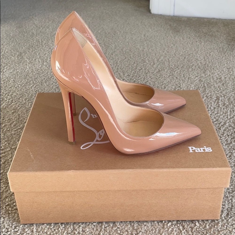Christian Louboutin Pigalle 120 Nude Patent Pumps